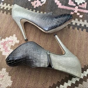 Cynthia Vincent leather ombré croc booties 5.5